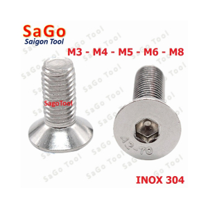 Bulong lục giác đầu bằng INOX 304 M3 M4 M5 M6 M8 10 con