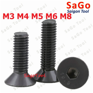 Bulong lục giác đầu bằng Thép tôi đen cấp 10.9 Size M3 M4 M5 M6 M8 Bulong lục giác đầu bằng Thép tôi đen cấp 10.9 Size M3 M4 M5 M6 M8