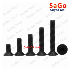 Bulong lục giác đầu bằng Thép tôi đen cấp 10.9 Size M3 M4 M5 M6 M8