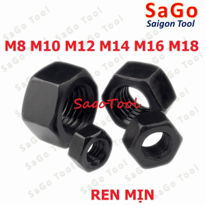 Đai Ốc thép đen ren mịn, Tán Ecu thép đen ren nhuyễn Dùng Cho Bulong M8, M10, M12, M14, M16, M18, M20