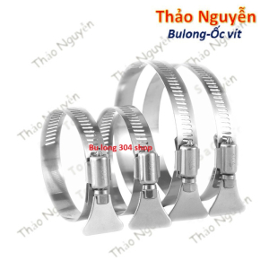 Đai siết inox có tay vặn, Cổ dê inox, Quai nhê xiết ống inox 304 có tay vặn size D6-D89
