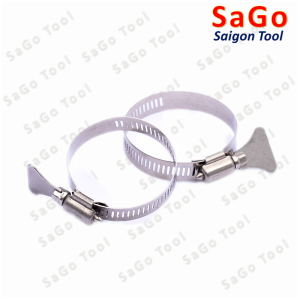 Đai siết inox có tay vặn, Cổ dê inox, Quai nhê xiết ống inox 304 có tay vặn size D6-D89