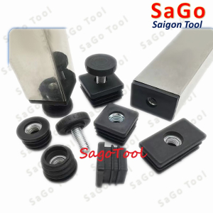 Nắp chụp sắt hộp chữ nhật có ren, đầu bịt chân bàn ghế loại nhựa nhiều kích thước