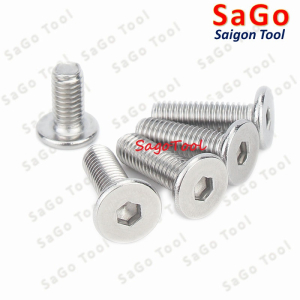 Ốc vít inox 304 đầu lục giác dẹp mỏng phẳng 3ly 4ly 5ly 6ly 8ly (10 con)