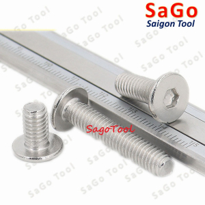 Ốc vít inox 304 đầu lục giác dẹp mỏng phẳng 3ly 4ly 5ly 6ly 8ly (10 con)