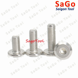 Ốc vít inox 304 đầu lục giác dẹp mỏng vát 3ly 4ly 5ly 6ly 8ly (10 con)
