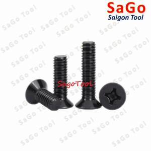 Ốc Vít pake đầu bằng thép mạ đen M3 M4 M5 M6 Bu lông thép đen đầu bằng 20 con