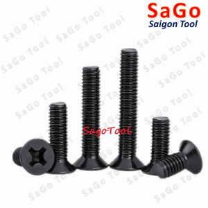 Ốc Vít pake đầu bằng thép mạ đen M3 M4 M5 M6 Bu lông thép đen đầu bằng 20 con