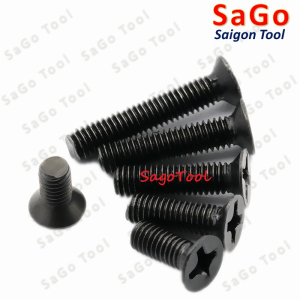 Ốc Vít pake đầu bằng thép mạ đen M3 M4 M5 M6 Bu lông thép đen đầu bằng 20 con