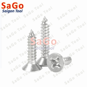 Vít răng thưa bắn gỗ, vít bắt tắc kê inox 304 đầu bằng size M3 M4 M5