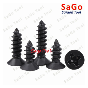 Vít răng thưa thép đen Vít bắn gỗ đầu bằng size M3 M4 M5 (20 con)