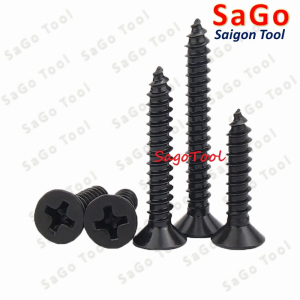 Vít răng thưa thép đen Vít bắn gỗ đầu bằng size M3 M4 M5 (20 con)