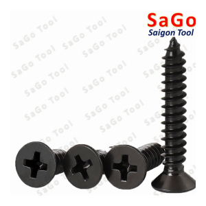 Vít răng thưa thép đen Vít bắn gỗ đầu bằng size M3 M4 M5 (20 con)