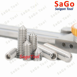 Vít trí lục giác đầu nhọn INOX 304 - Ốc cấy lục giác âm đầu nhọn các loại 10 Con