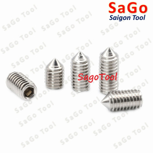Vít trí lục giác đầu nhọn INOX 304 - Ốc cấy lục giác âm đầu nhọn các loại 10 Con
