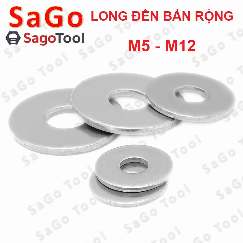 Long đền phẳng inox 304 bản rộng M5 M6 M8 M10 M12 long đền phẳng chịu lực