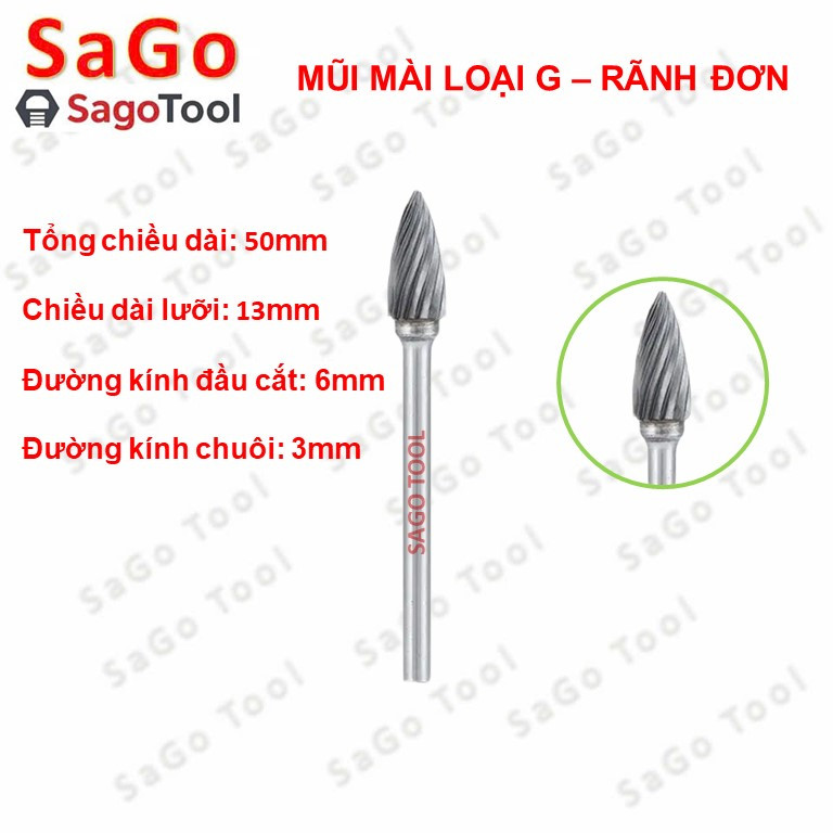 Mũi mài hợp kim lẻ nhiều đầu – mài kim loại, gỗ, đá, inox – dùng máy mini 3mm - Ảnh 3