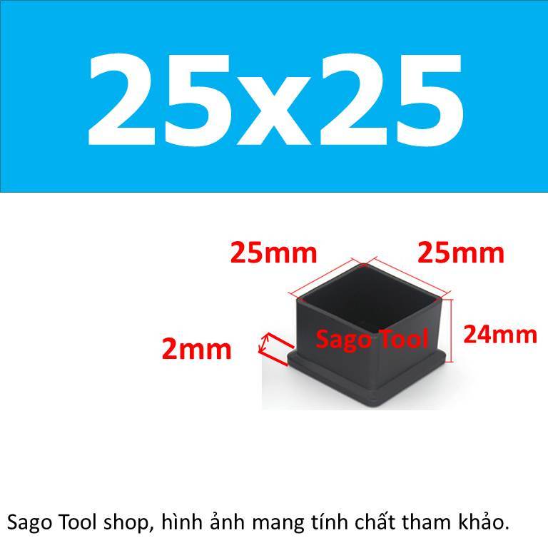 Đầu bịt ngoài cho sắt hộp vuông 25-60, đầu bịt chân bàn ghế loại nhựa (5 cái) - Ảnh 5