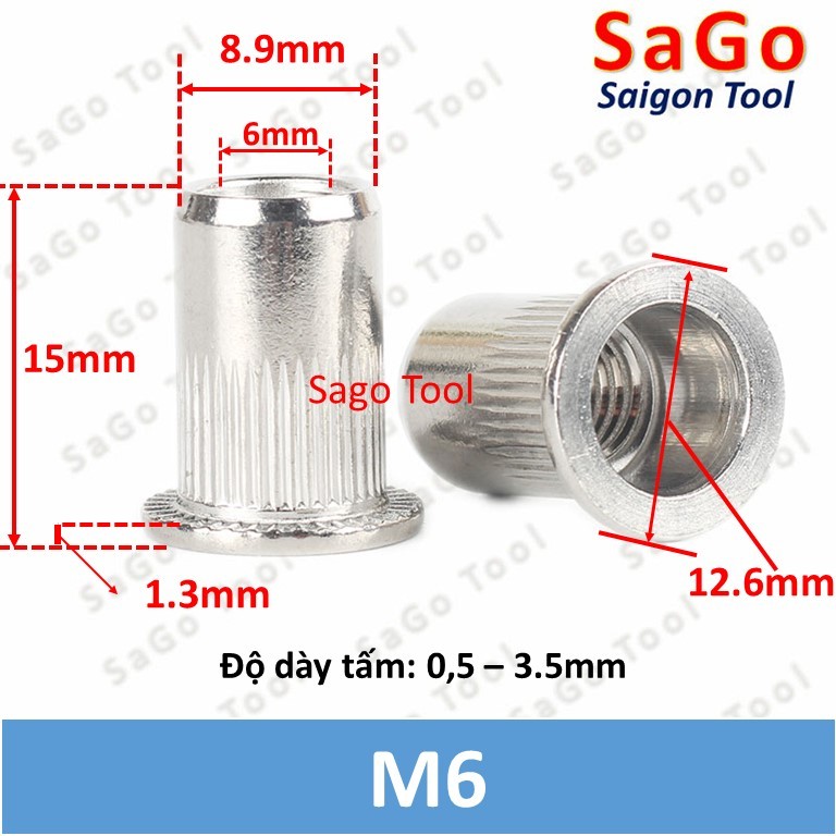 Tán ecu rút inox 304 size M3 M4 M5 M6 M8 M10 loại tốt - Ảnh 7