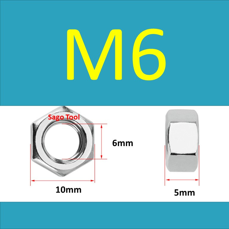 Đai Ốc inox 304 ren mịn, Tán Ecu ren nhuyễn Dùng Cho Bulong M4, M5, M6, M8, M10, M12, M16, M18, M20 - Ảnh 7