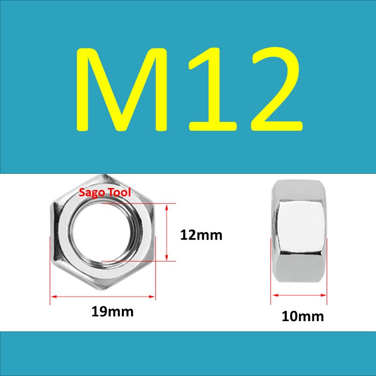 Đai Ốc inox 304 ren mịn, Tán Ecu ren nhuyễn Dùng Cho Bulong M4, M5, M6, M8, M10, M12, M16, M18, M20 - Ảnh 8