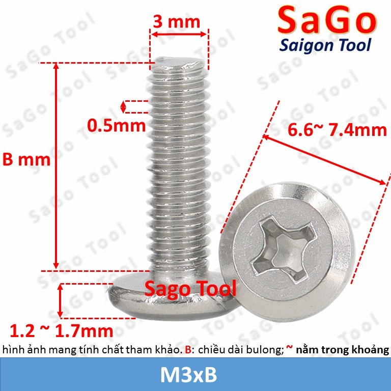 Ốc vít inox 304 đầu pake dẹp mỏng vát 3ly 4ly 5ly 6 ly (10 con) - Ảnh 10
