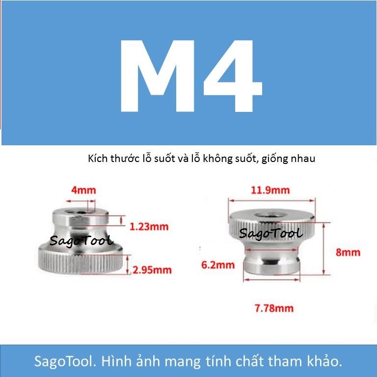 Núm vặn ren âm inox 304 size M3 M4 M5 M6 M8 M10 - Ảnh 3