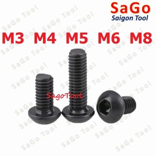 Ốc lục giác thép đen, Bulong lục giác đầu dù thép tôi đen cấp bền 10.9 đủ size (20 Con)
