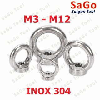 Bulong móc cẩu âm, bulong tai cẩu âm INOX 304 size M3 M4 M5 M6 M8 M10 M12