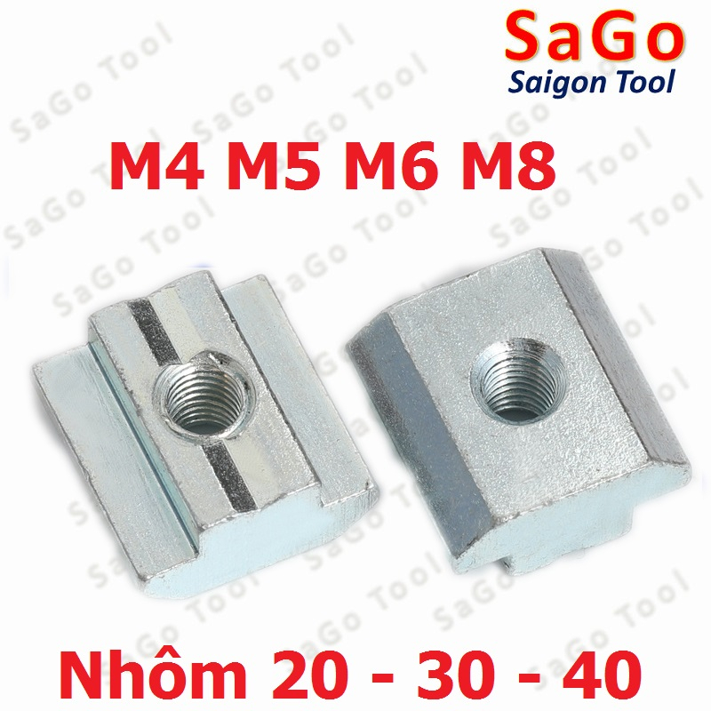 Tán chữ T, Đai ốc luồn nhôm định hình 2020 3030 4040 ren M4 M5 M6 M8 (10con)