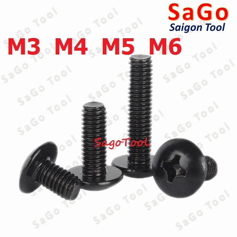 Ốc Vít thép đen, Bulong đầu dù pake thép mạ M3 M4 M5 M6