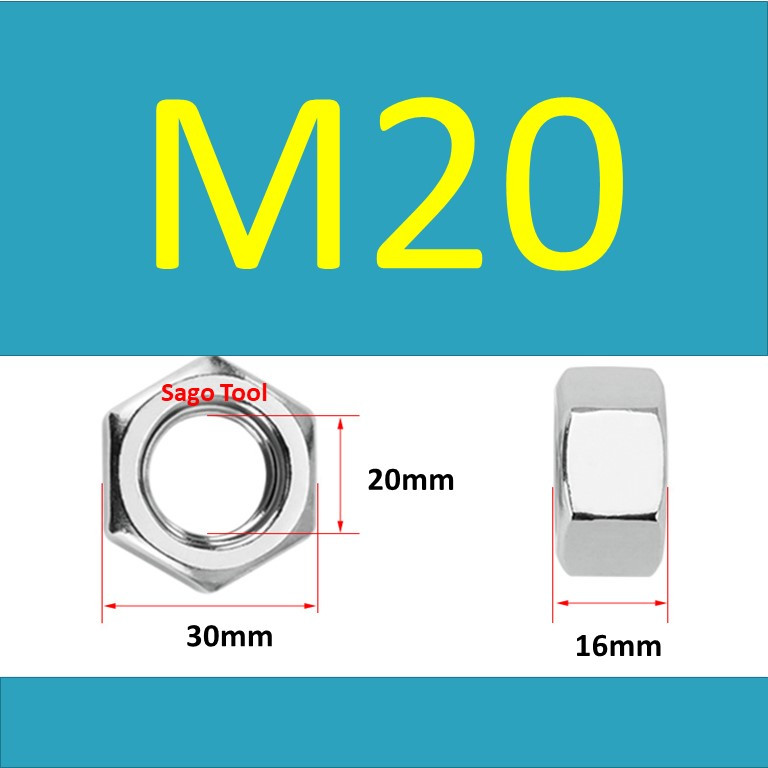 Đai Ốc inox 304 ren mịn, Tán Ecu ren nhuyễn Dùng Cho Bulong M4, M5, M6, M8, M10, M12, M16, M18, M20 - Ảnh 2