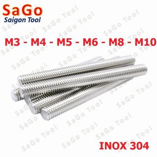 Cây ty ren INOX 304 M3 M4 M5 M6 M8 M10