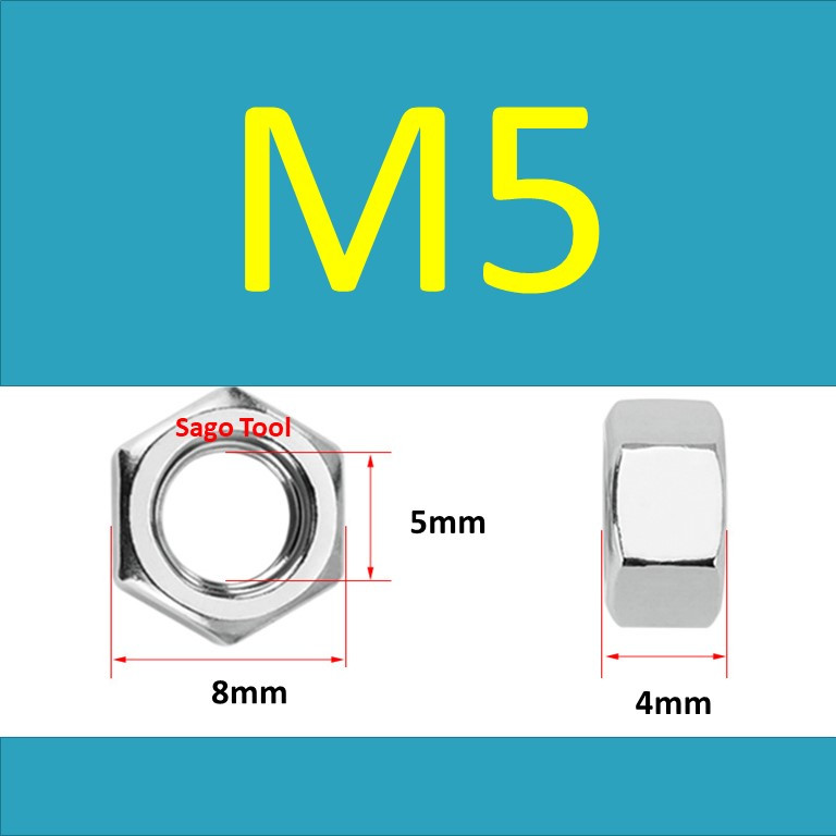 Đai Ốc inox 304 ren mịn, Tán Ecu ren nhuyễn Dùng Cho Bulong M4, M5, M6, M8, M10, M12, M16, M18, M20 - Ảnh 6