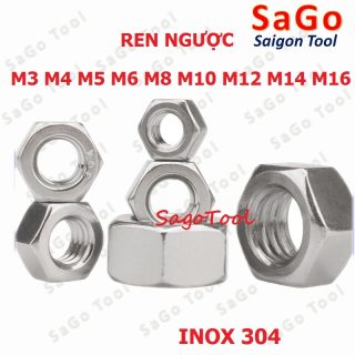 Đai Ốc ren trái, Tán Ecu ren ngược Inox 304 dùng cho bulong M3 đến M16