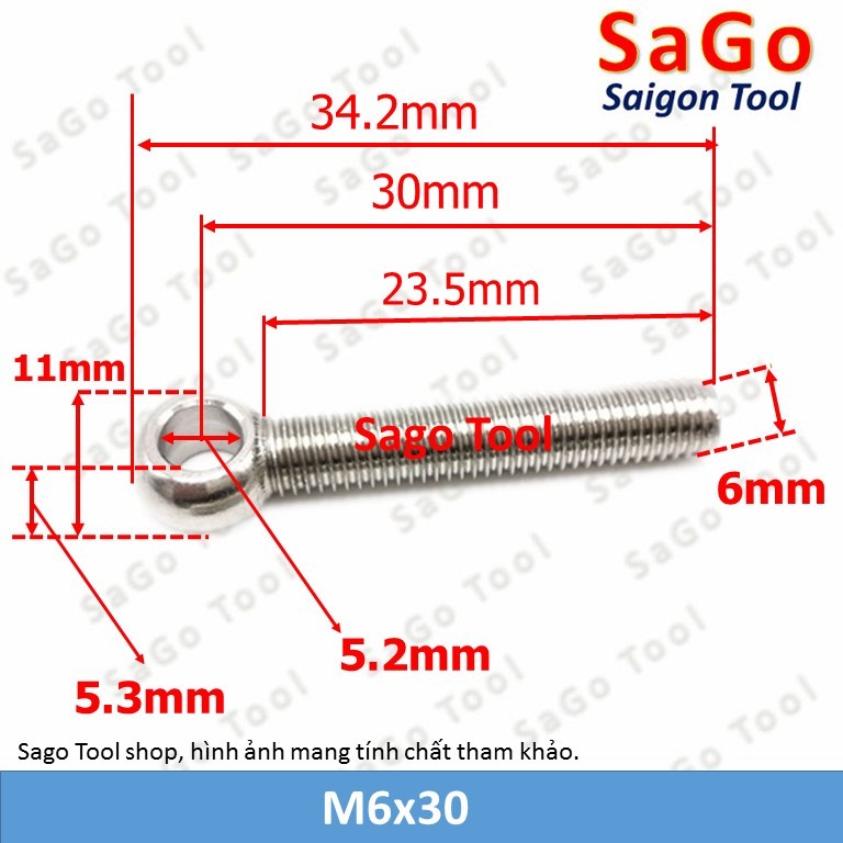 Bulong mắt inox 304, Bu lông mắt cá tròn M5-M12 - Ảnh 5
