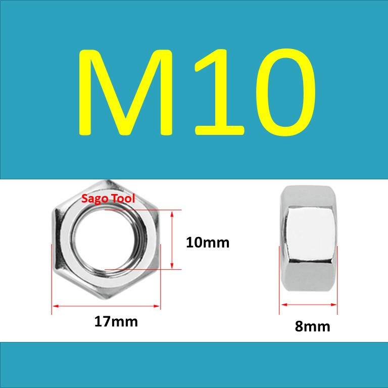 Đai Ốc inox 304 ren mịn, Tán Ecu ren nhuyễn Dùng Cho Bulong M4, M5, M6, M8, M10, M12, M16, M18, M20 - Ảnh 5