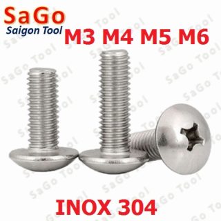 Ốc Vít inox đầu dù pake Inox 304 M3 M4 M5 M6, Bu lông inox đầu dù pake inox 304