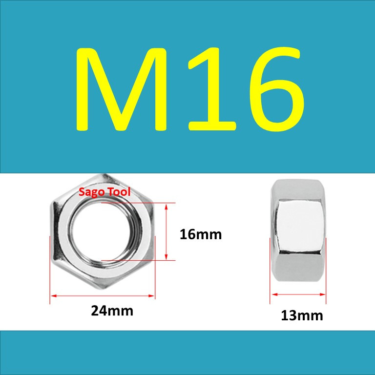 Đai Ốc inox 304 ren mịn, Tán Ecu ren nhuyễn Dùng Cho Bulong M4, M5, M6, M8, M10, M12, M16, M18, M20 - Ảnh 3