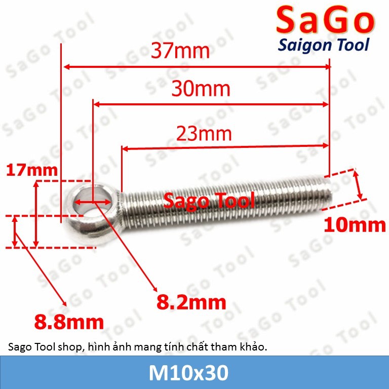 Bulong mắt inox 304, Bu lông mắt cá tròn M5-M12 - Ảnh 8
