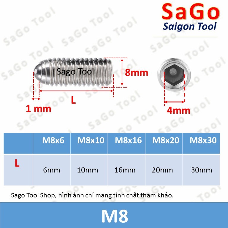 Vít trí đầu bi Inox 304 vít trí lục giác chìm M3 M4 M5 M6 M8 - Ảnh 4