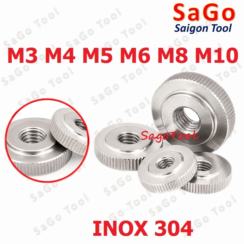 Núm vặn ren tròn inox 304 size M3 M4 M5 M6 M8 M10 loại tốt