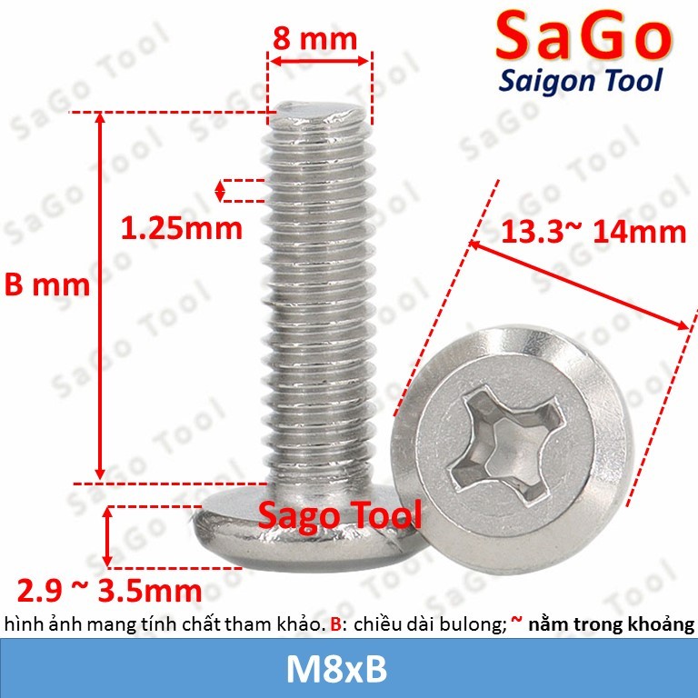 Ốc vít inox 304 đầu pake dẹp mỏng vát 3ly 4ly 5ly 6 ly (10 con) - Ảnh 6