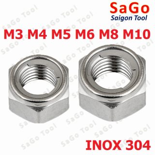 Đai ốc chống tháo, tán ecu khóa inox 304 size M3 M4 M5 M6 M8 M10