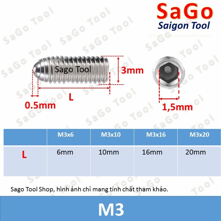 Vít trí đầu bi Inox 304 vít trí lục giác chìm M3 M4 M5 M6 M8 - Ảnh 6