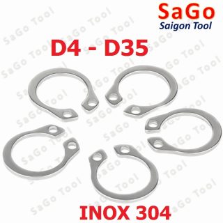 Phanh trục inox 304, phe gài trục, vòng phe phi 4 - 35mm