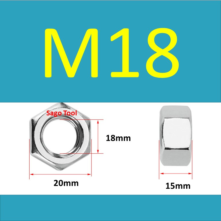 Đai Ốc inox 304 ren mịn, Tán Ecu ren nhuyễn Dùng Cho Bulong M4, M5, M6, M8, M10, M12, M16, M18, M20 - Ảnh 9