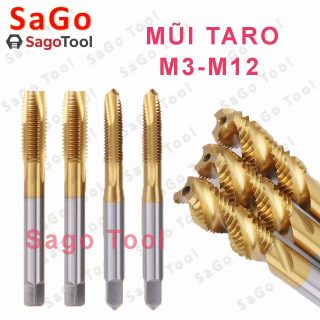Mũi taro Inox HSS 6542 xoắn và thẳng phủ TiN | M3–M12 | Mũi Taro ren trong thép gió loại tốt