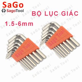 Bộ lục giác ngắn 8 cây 1.5mm–6mm chữ L thép cứng CR-V mở ốc 6 cạnh