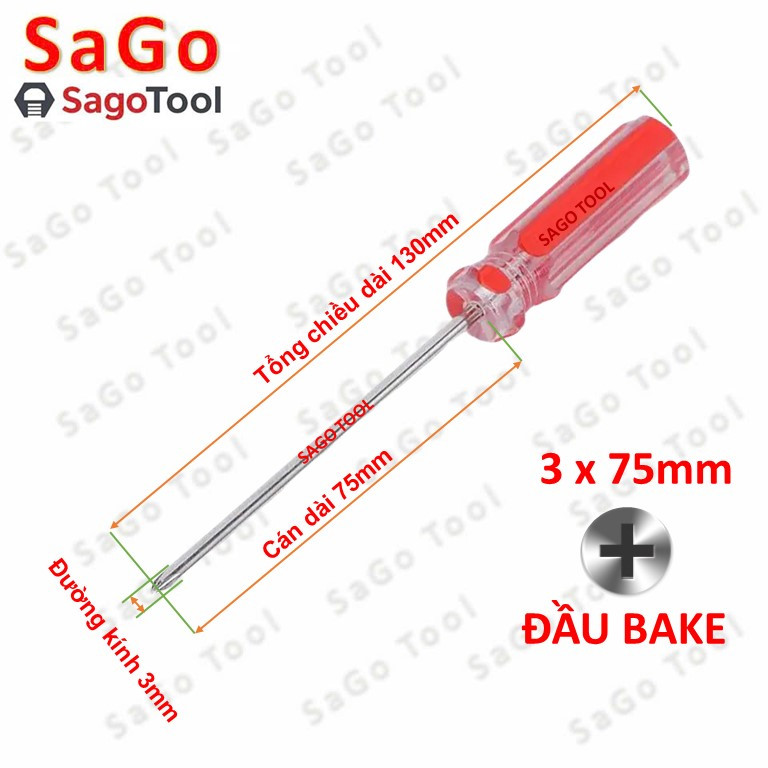 Tua vít nhí 3mm x 75mm – Tô vít mini đầu dẹp hoặc bake – sửa điện tử - Ảnh 2